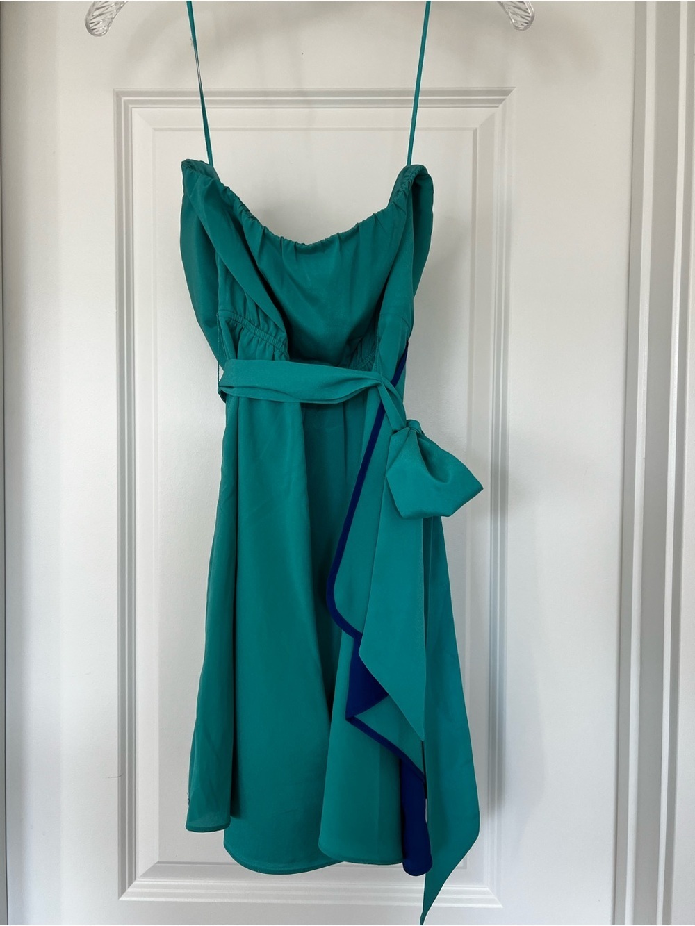 Express Teal Strapless Dress with Side Tie